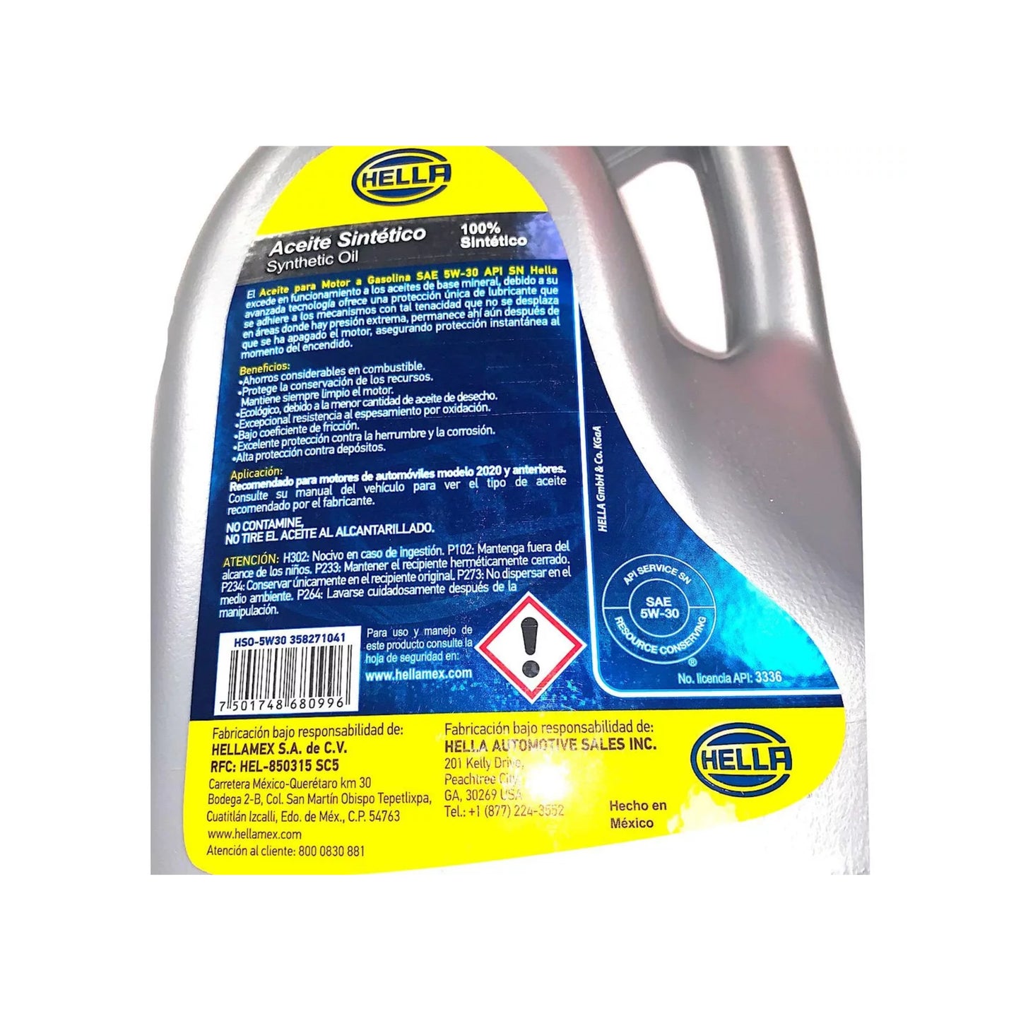 Synthetic Motor Oil 5W-30 1 unit 5L Hella Vision