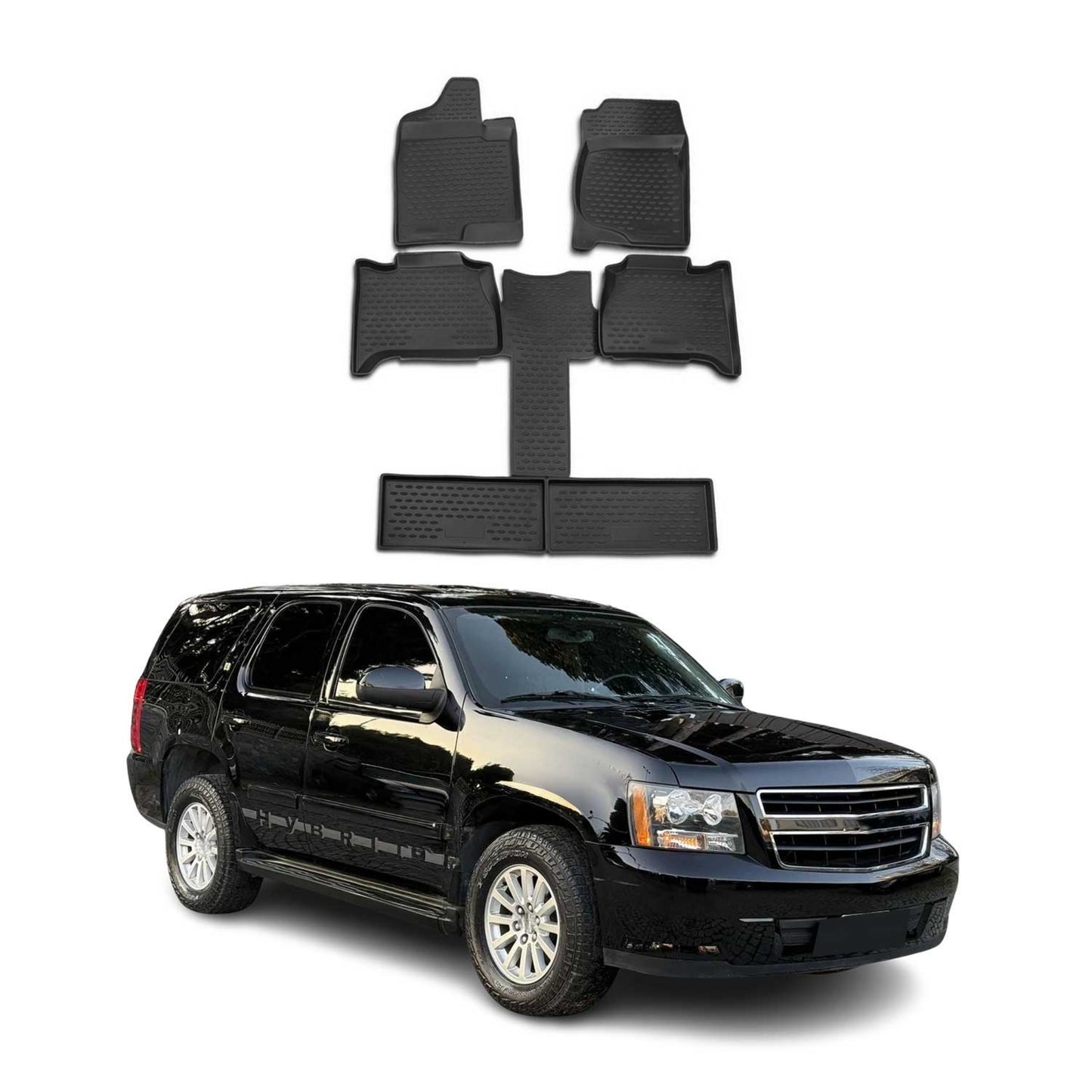 2007-2014 Chevrolet Tahoe Floor Mats Liners Full Set All Weather Black