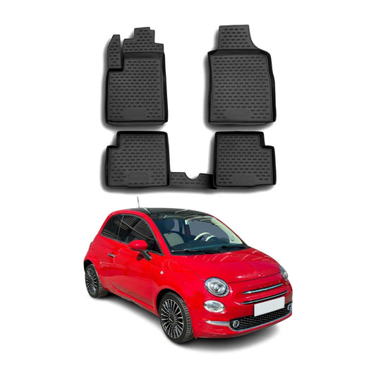 2009-2015 Fiat 500 500C Floor Mats Liners Full Set All Weather Black
