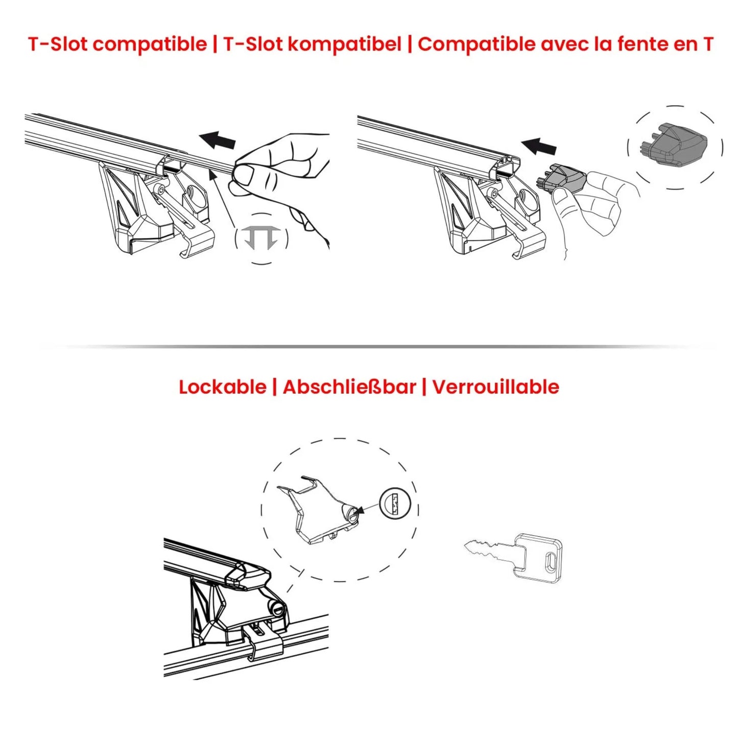 44" Roof Rack Cross Bars Luggage Carrier fits Flush Rail Aluminium Black 2x