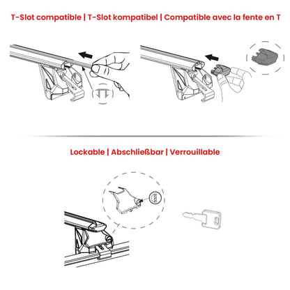 44" Roof Rack Cross Bars Luggage Carrier fits Flush Rail Aluminium Black 2x