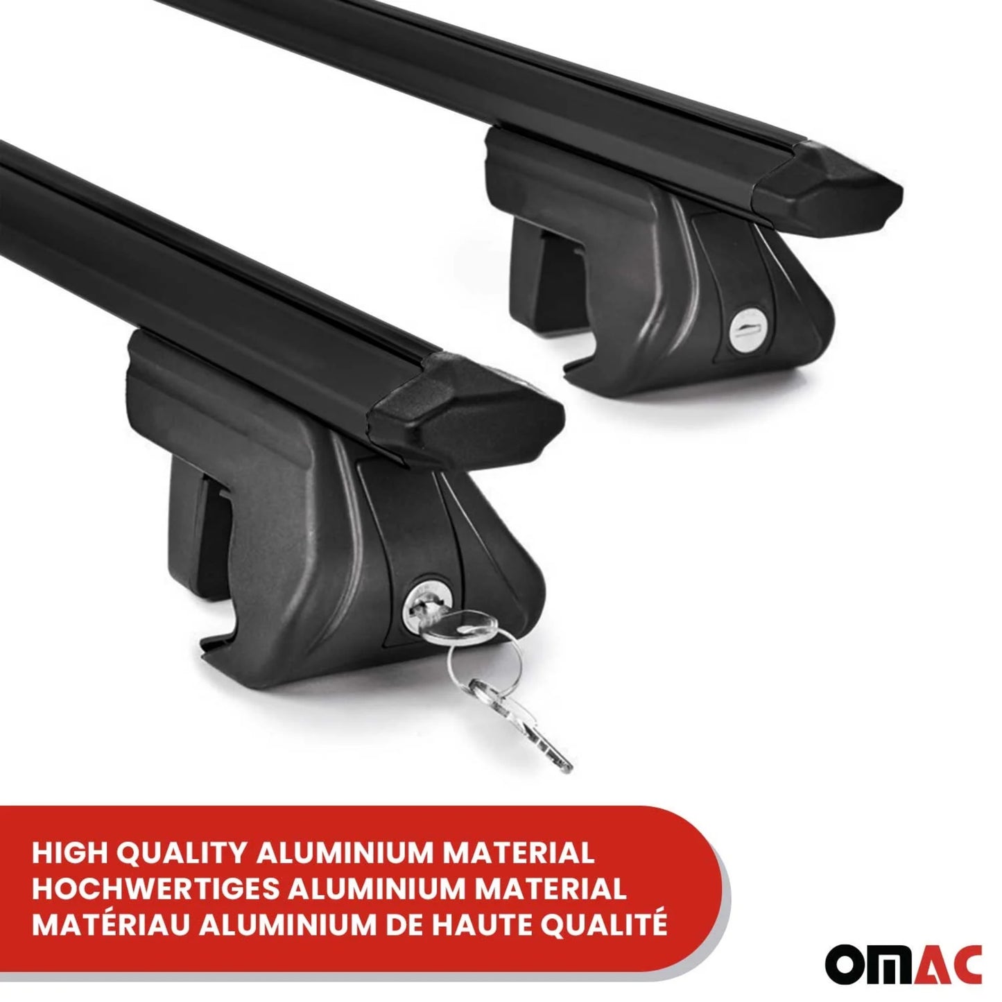 47" Roof Rack Cross Bars Luggage Carrier fits Raised Rail Aluminium Black 2x