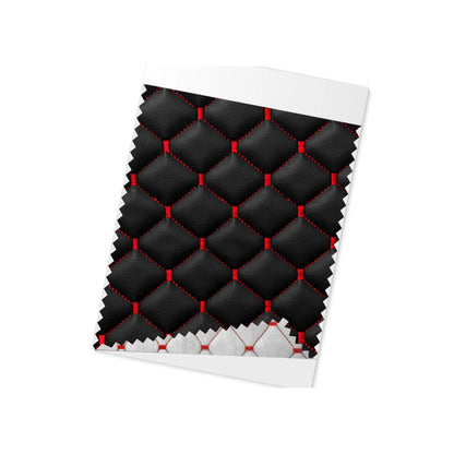 Embossed Black Faux Leather Lining Red Diamond Stitch Car Upholstery 55x39 inch