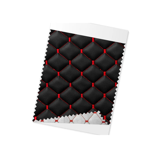 Embossed Black Faux Leather Lining Red Diamond Stitch Car Upholstery 55x39 inch