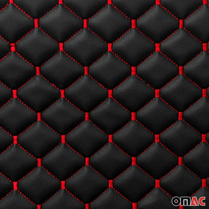 Embossed Black Faux Leather Lining Red Diamond Stitch Car Upholstery 55x39 inch