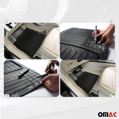 Semi-Custom fit Waterproof Rubber 3D Molded Floor Mats Liner Protection 5 Pcs