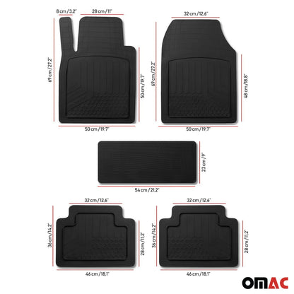 Semi-Custom fit Waterproof Rubber 3D Molded Floor Mats Liner Protection 5 Pcs