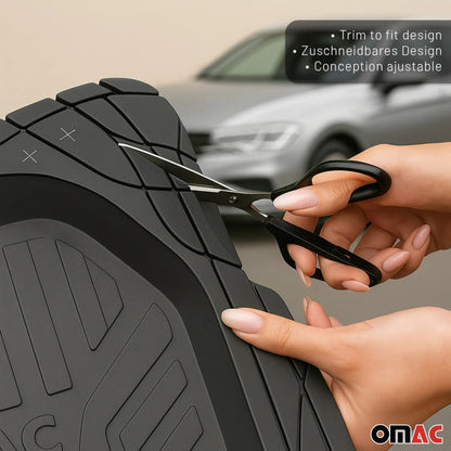 Heavy Duty Trim to fit Floor Mats Liner Waterproof 3D All-Weather 4Pcs Black