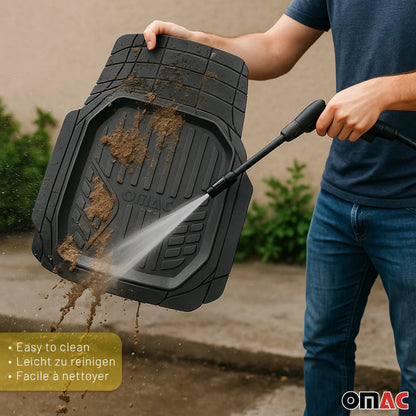 Heavy Duty Trim to fit Floor Mats Liner Waterproof 3D All-Weather 4Pcs Black