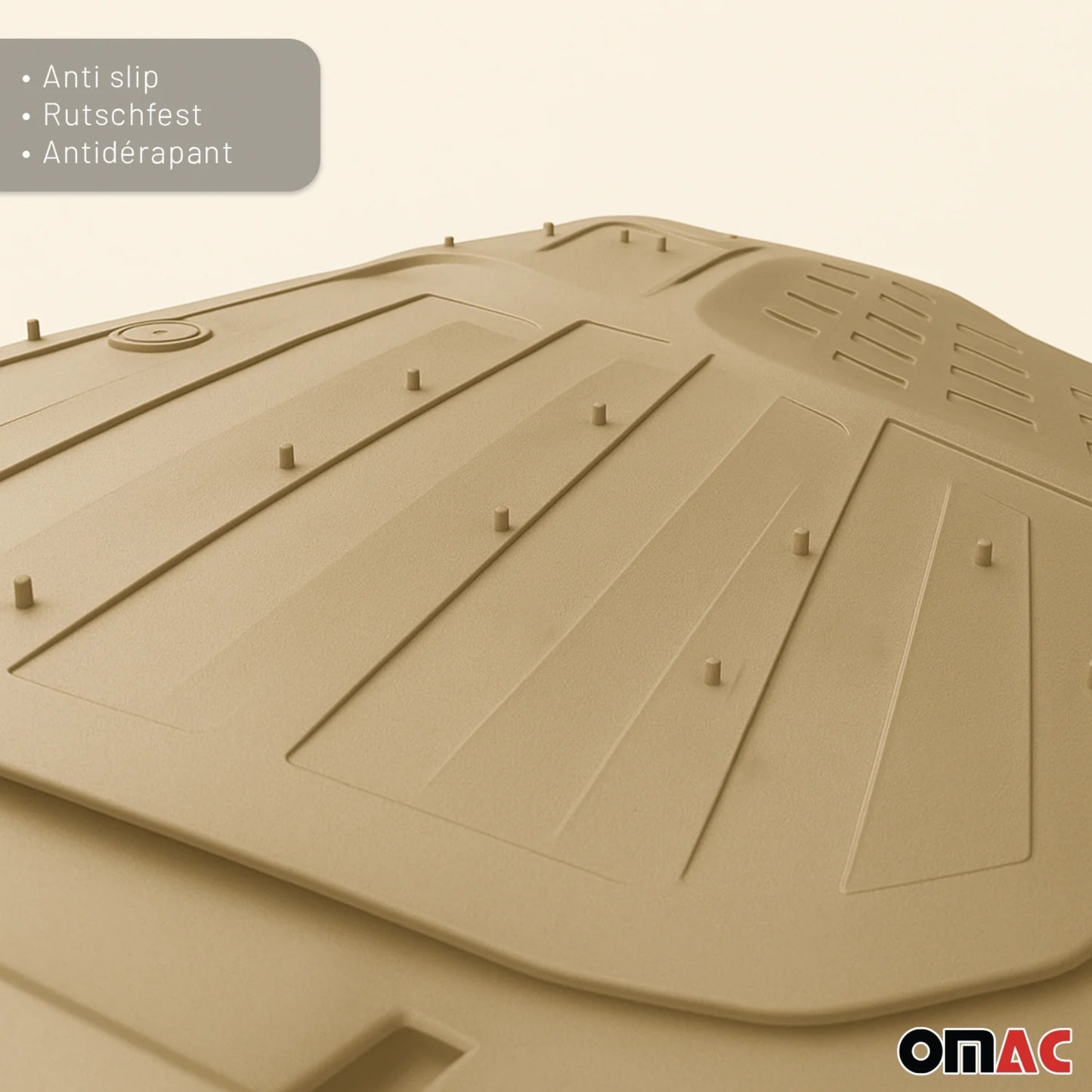 Heavy Duty Trim to fit Floor Mats Liner Waterproof 3D All-Weather 4Pcs Tan