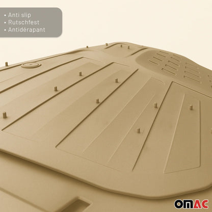 Heavy Duty Trim to fit Floor Mats Liner Waterproof 3D All-Weather 4Pcs Tan