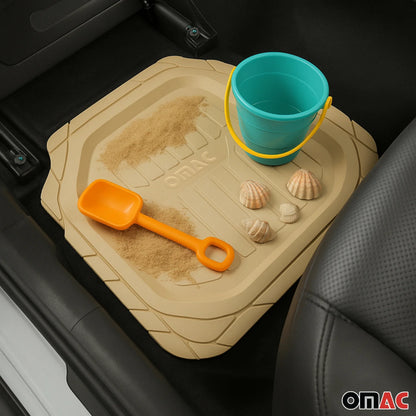 Heavy Duty Trim to fit Floor Mats Liner Waterproof 3D All-Weather 4Pcs Tan