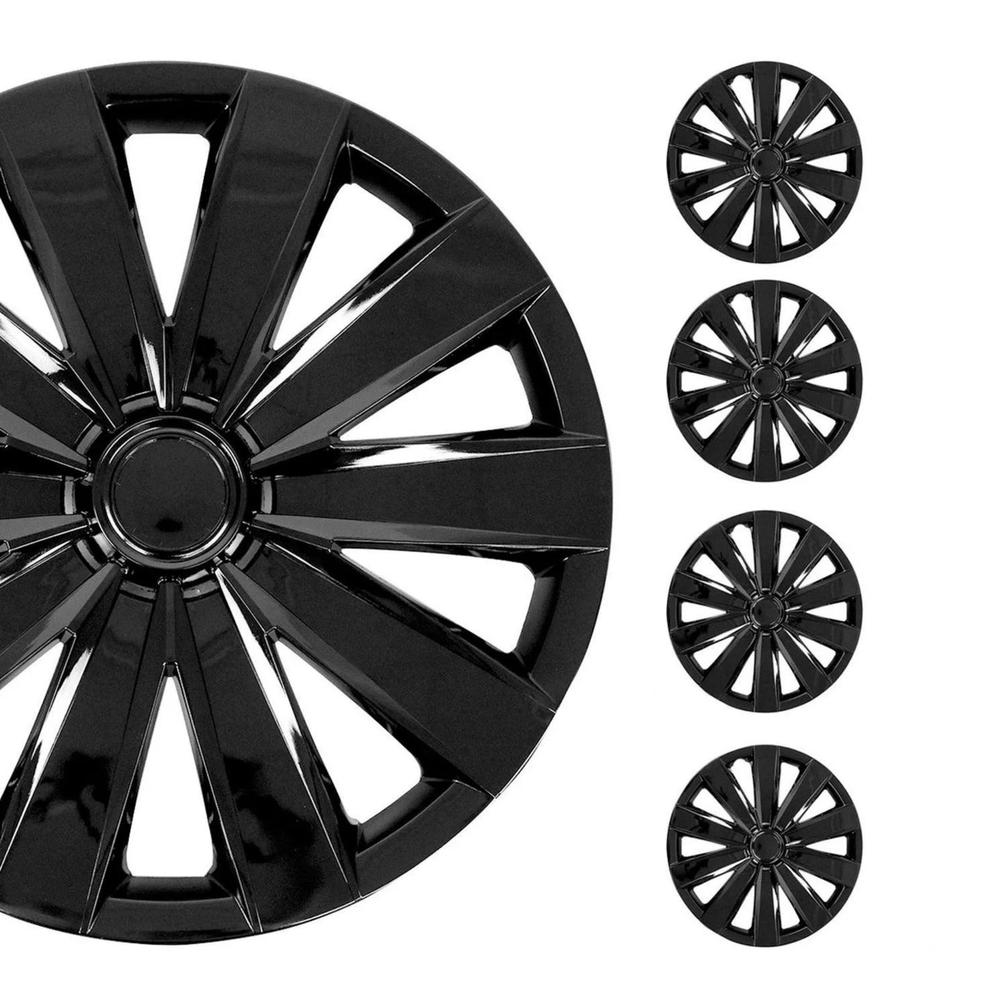 Nevada Hub Caps Wheel Cover 16" Black Full Set 4 pcs
