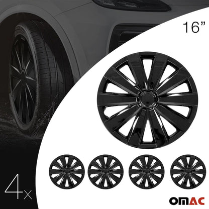 Nevada Hub Caps Wheel Cover 16" Black Full Set 4 pcs