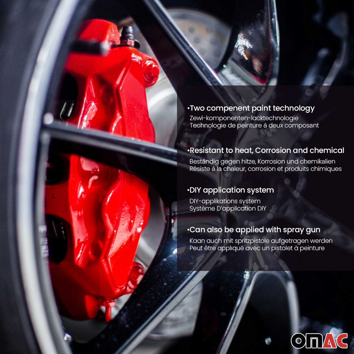 OMAC Brake Caliper Epoxy Based Car Paint Kit Texas Red Glossy High-Temp