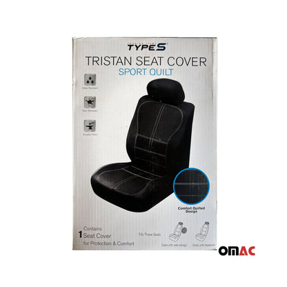 Premium Comfort Black Tristan Sport Quilt Seat Cover Car Truck SUV