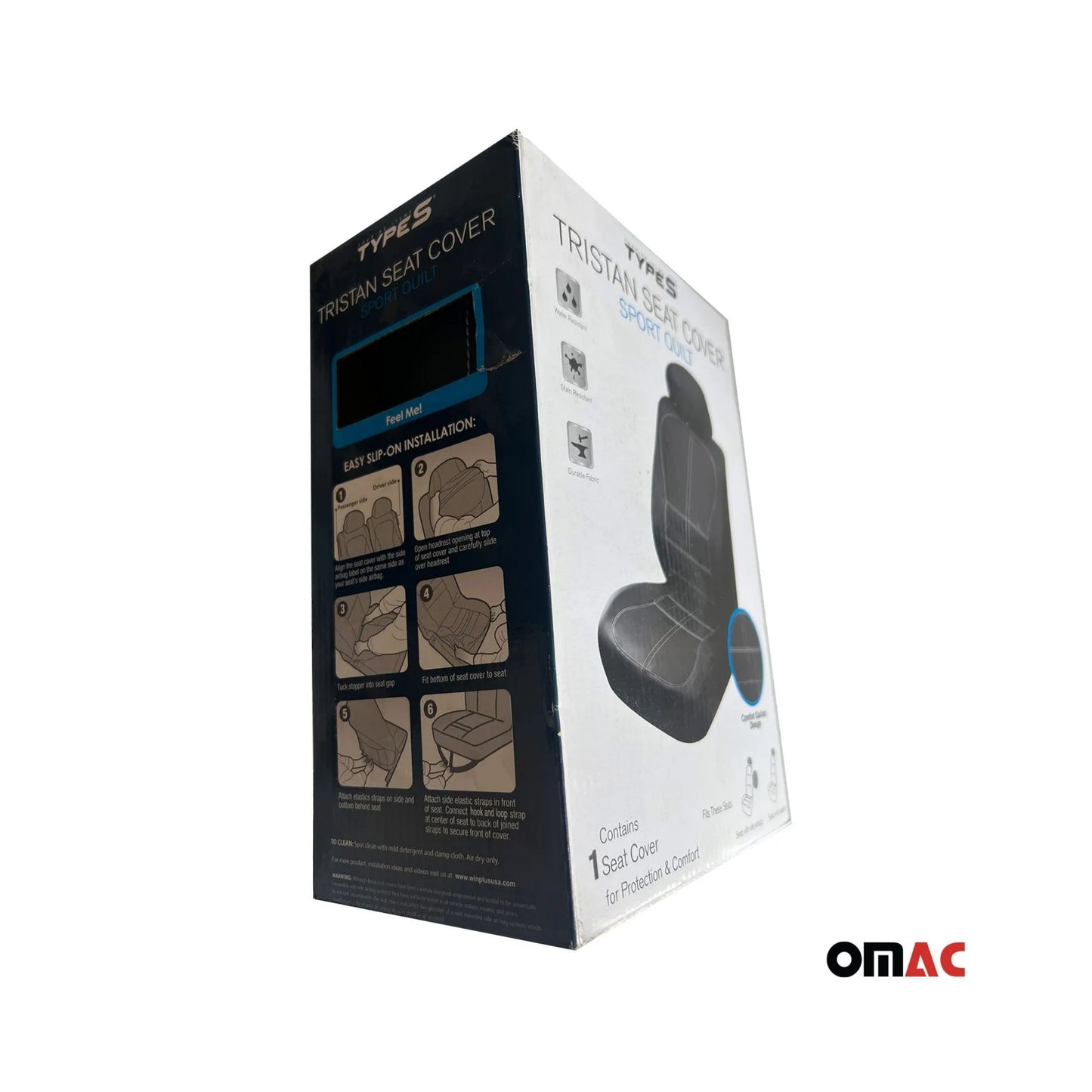 Premium Comfort Black Tristan Sport Quilt Seat Cover Car Truck SUV