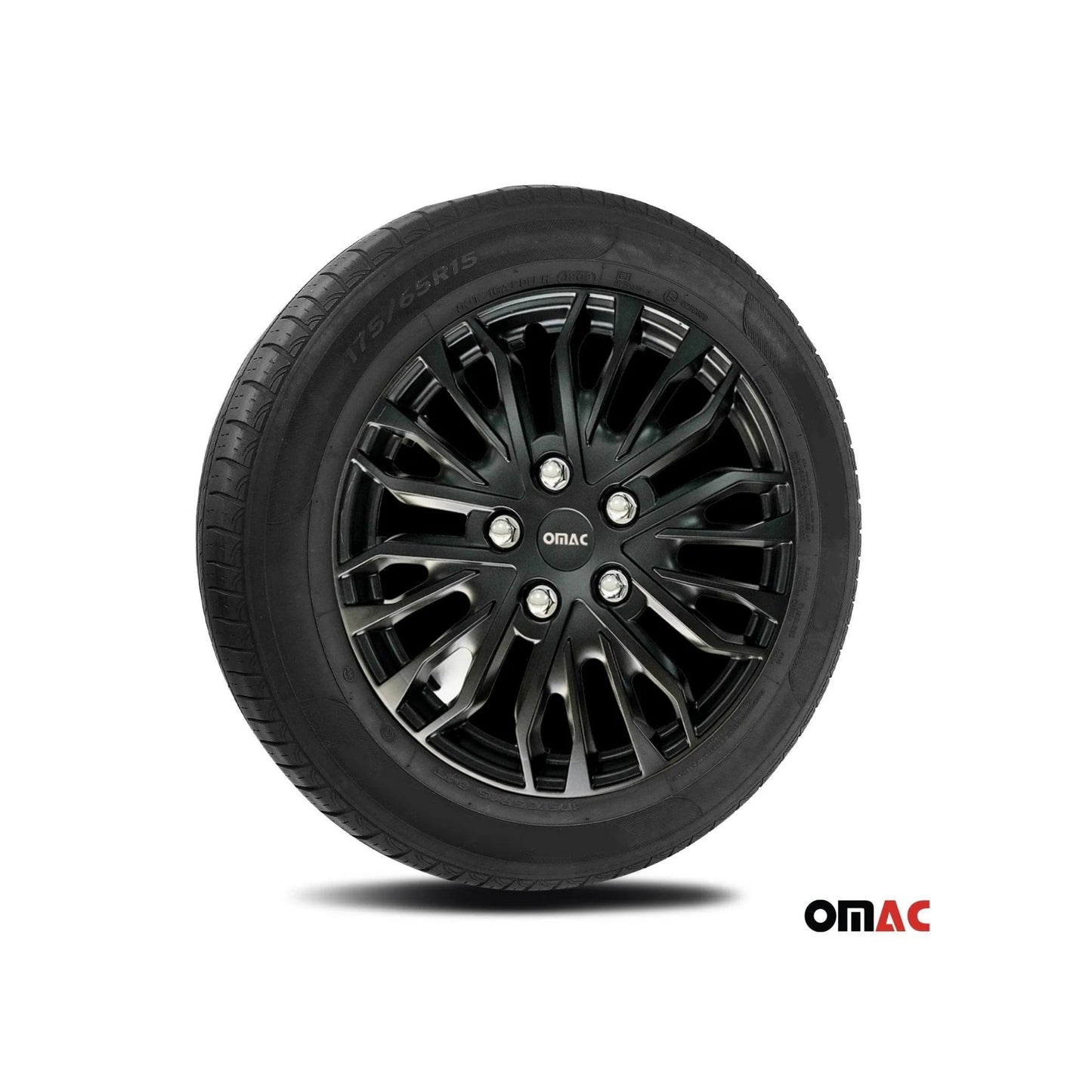 Rimini Hub Caps Wheel Cover 14" Matt Black & Grey Full Set 4 pcs