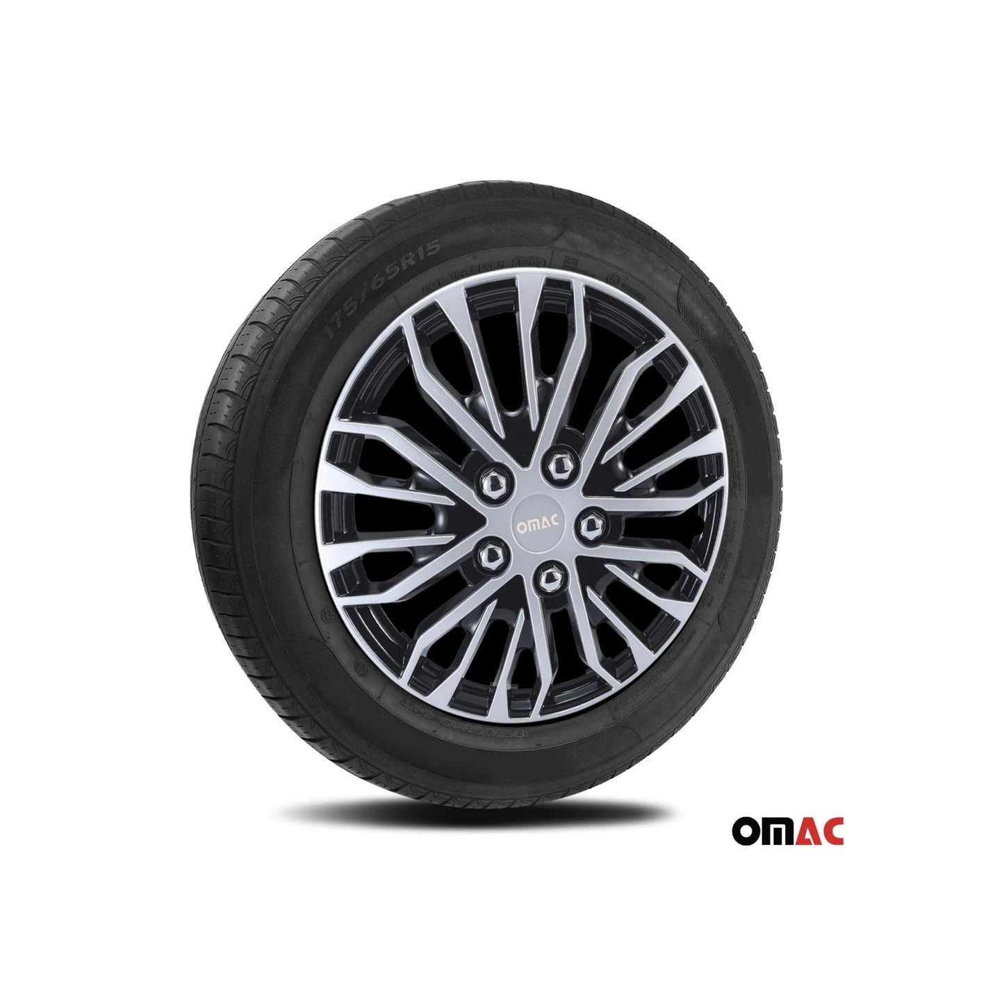 Rimini Hub Caps Wheel Cover 15" Grey & Black Full Set 4 pcs