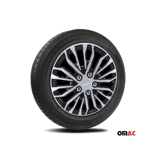 Rimini Hub Caps Wheel Cover 15" Grey & Black Full Set 4 pcs