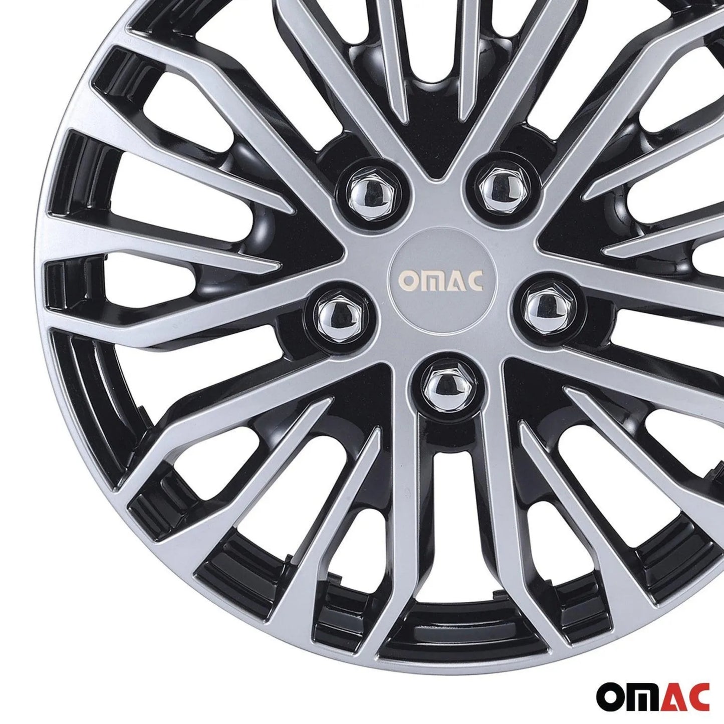 Rimini Hub Caps Wheel Cover 15" Grey & Black Full Set 4 pcs