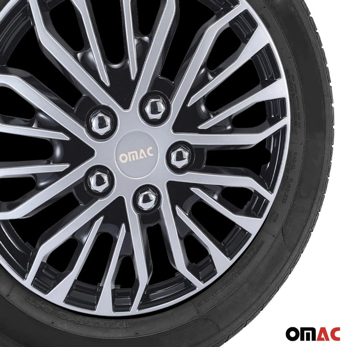 Rimini Hub Caps Wheel Cover 15" Grey & Black Full Set 4 pcs