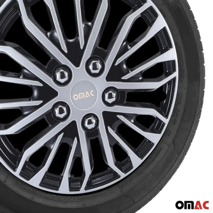 Rimini Hub Caps Wheel Cover 15" Grey & Black Full Set 4 pcs