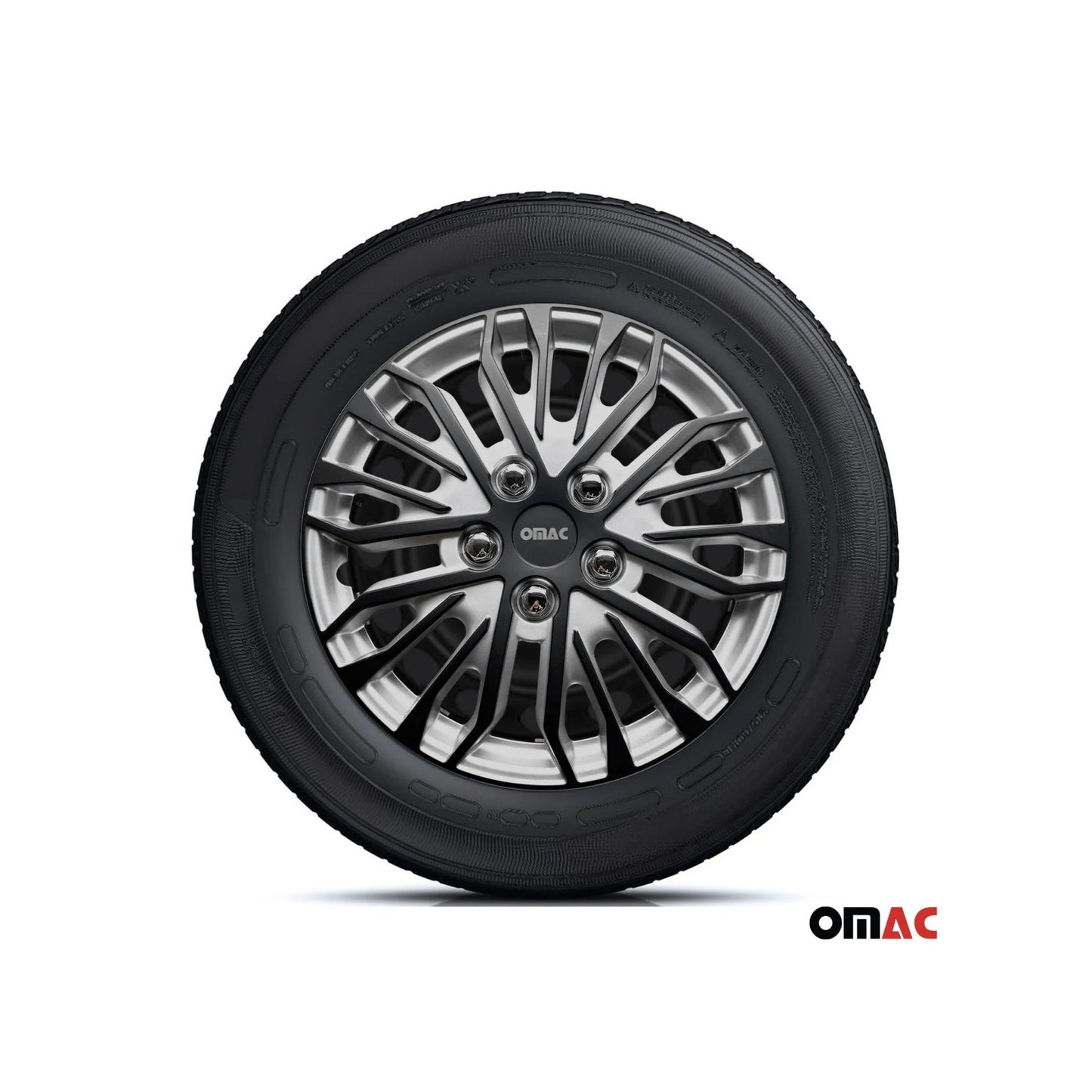 Rimini Hub Caps Wheel Cover 15" Grey & Matt Black Full Set 4 pcs