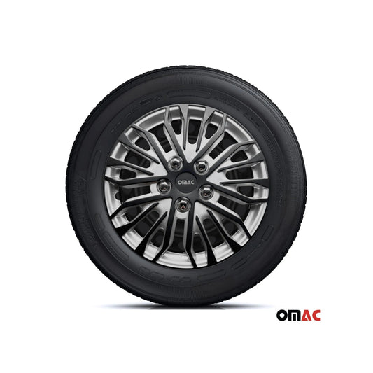 Rimini Hub Caps Wheel Cover 15" Grey & Matt Black Full Set 4 pcs