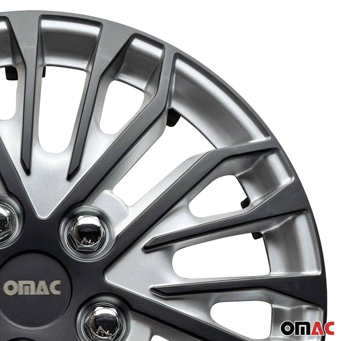 Rimini Hub Caps Wheel Cover 15" Grey & Matt Black Full Set 4 pcs