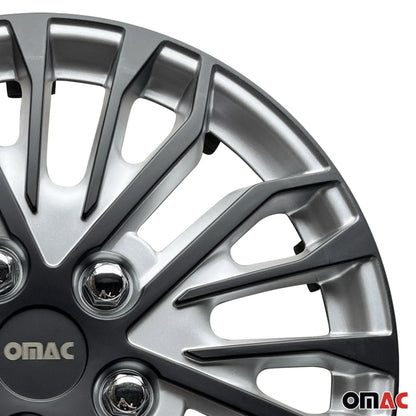 Rimini Hub Caps Wheel Cover 15" Grey & Matt Black Full Set 4 pcs