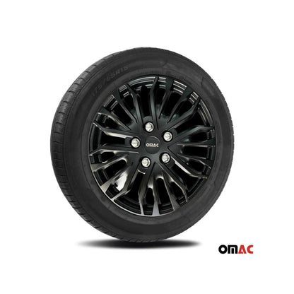 Rimini Hub Caps Wheel Cover 15" Matt Black & Grey Full Set 4 pcs