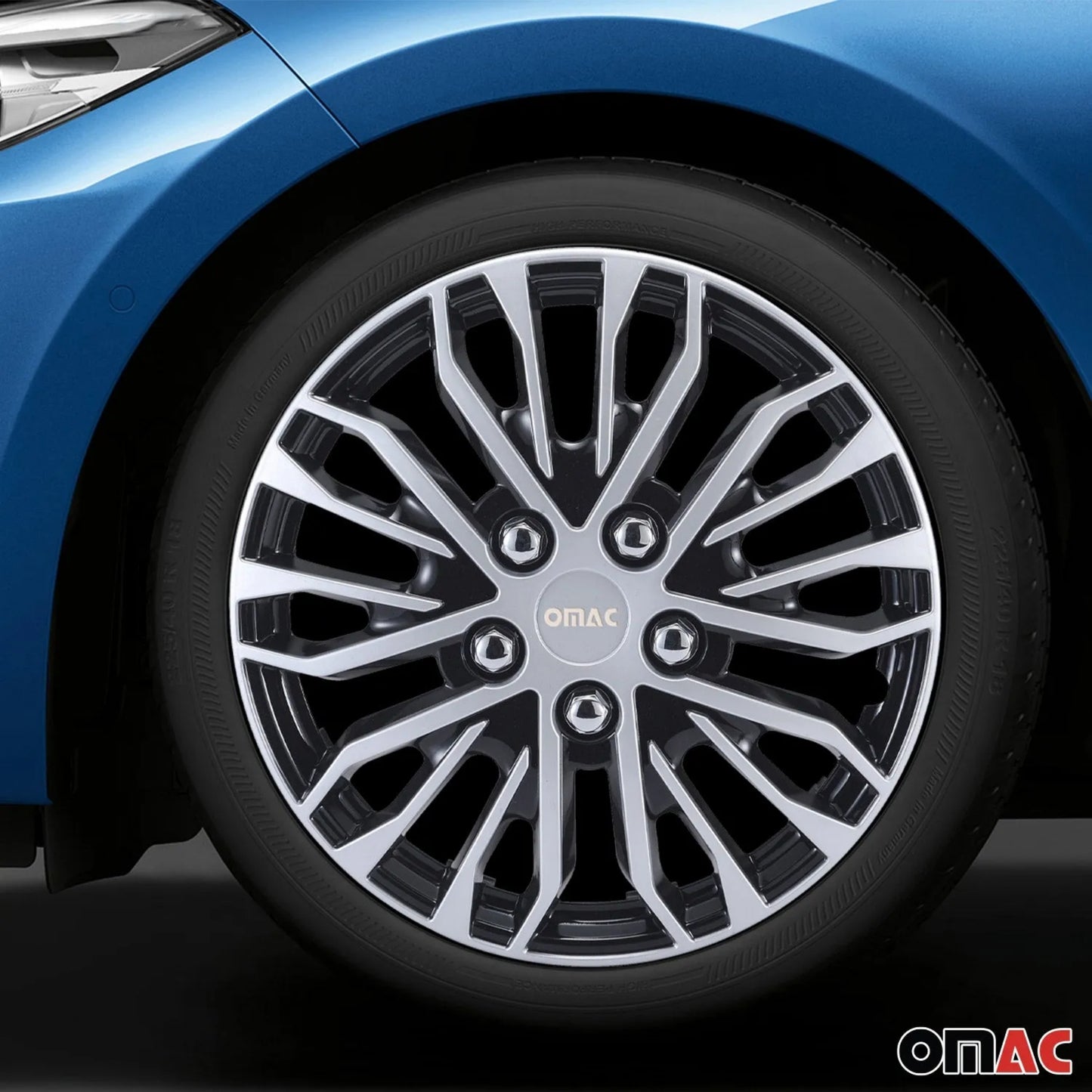 Rimini Hub Caps Wheel Cover 16" Grey & Black Full Set 4 pcs