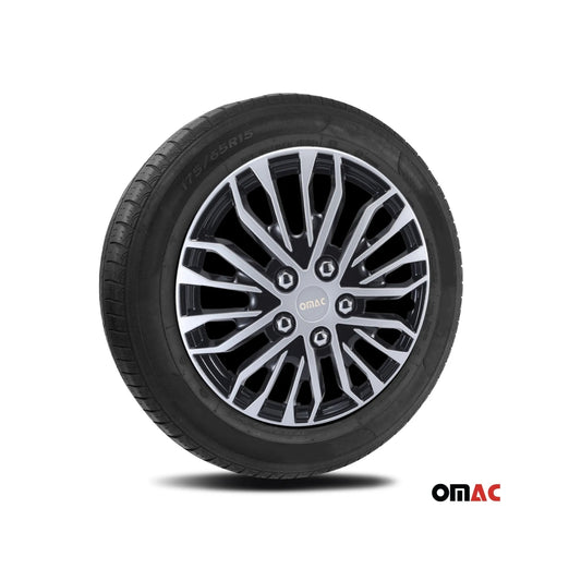 Rimini Hub Caps Wheel Cover 16" Grey & Black Full Set 4 pcs