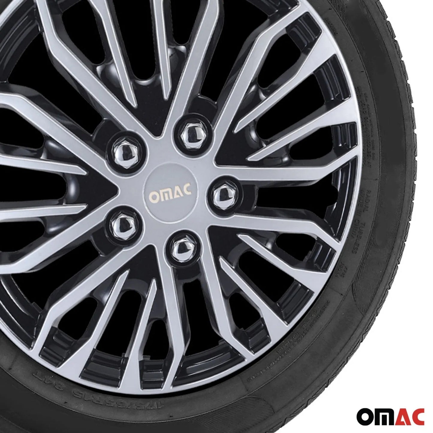 Rimini Hub Caps Wheel Cover 16" Grey & Black Full Set 4 pcs