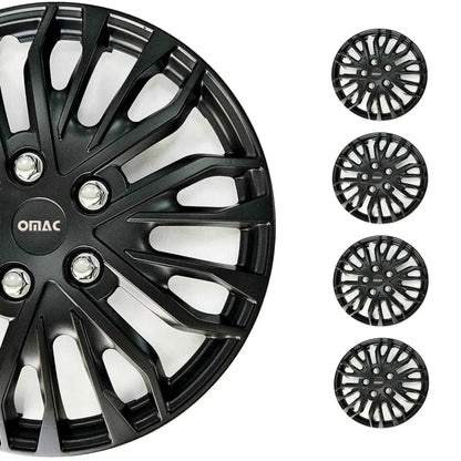 Rimini Hub Caps Wheel Cover 16" Matt Black & Grey Full Set 4 pcs