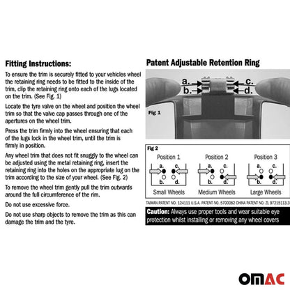 Rimini Hub Caps Wheel Cover 16" Matt Black & Grey Full Set 4 pcs