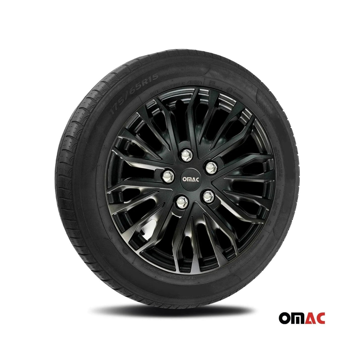 Rimini Hub Caps Wheel Cover 16" Matt Black & Grey Full Set 4 pcs